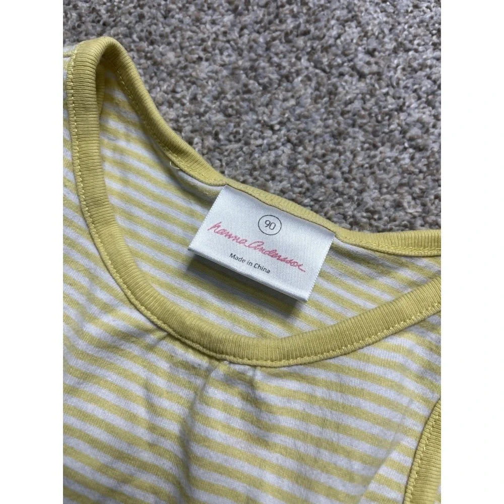 Hanna Andersson Toddler Girls Dress Sleeveless Yellow Stripe Navy Size 3T 90‎